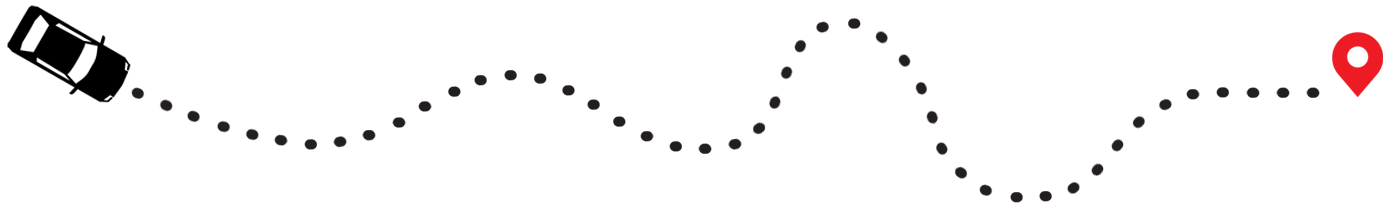 Car on Path to Destination Graphic Far Left